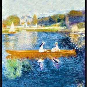 Renoir Boating on the Seine Cotton Fabric Panel